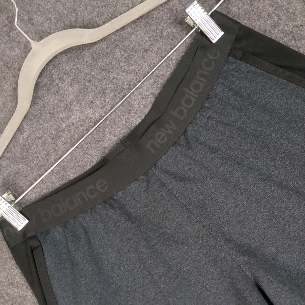 New Balance Womens Running Shorts Charcoal Gray Heathered Logo Waistband Dolphin